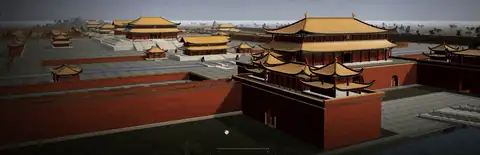Forbidden City 3D scene generated by DeepSeek V4.1-Flash-1017, with real-time camera movement and viewpoint switching