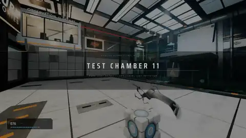 A playable Godot remake of Portal 2 generated by DeepSeek V4.1-Flash-1017, showing test chamber 11