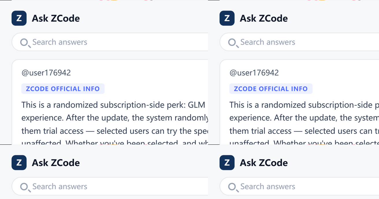 Ask ZCode official answer explaining the randomized GLM HighSpeed subscriber perk